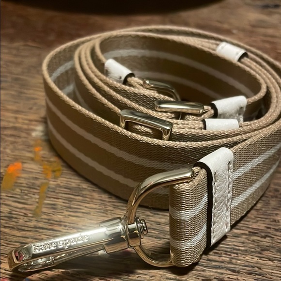 kate spade Accessories - Kate Spade Tan and White crossbody strap with Silver Hardware